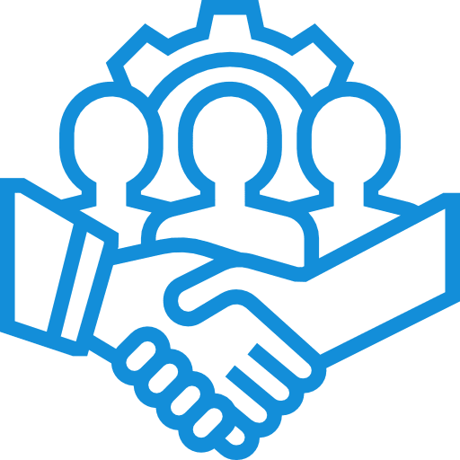 Corporate Matters Handshake and teamwork icon with gear.