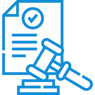 Mask group Gavel and document with checkmark icon.